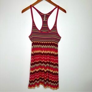 Free People Red and Yellow Chevron Tank Top Size Large
